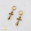 PAIR OF BURNISH CROSS FLEUR DE LIS CROWN 316L SURGICAL STEEL EARRING